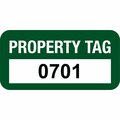 Lustre-Cal Property ID Label PROPERTY TAG Polyester Green 1.50in x 0.75in  Serialized 0701-0800, 100PK 253772Pe1G0701